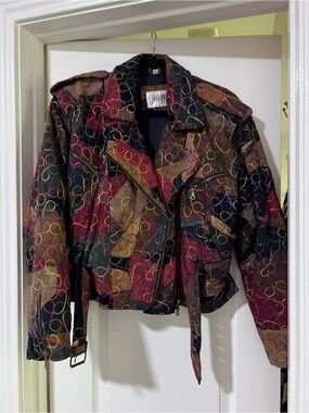 Vintage Manart Multicolor Patterned leather jacket